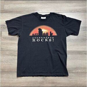 Vintage Stonehenge Rocks Black T Shirt Tourist English Heritage Men's Sz M